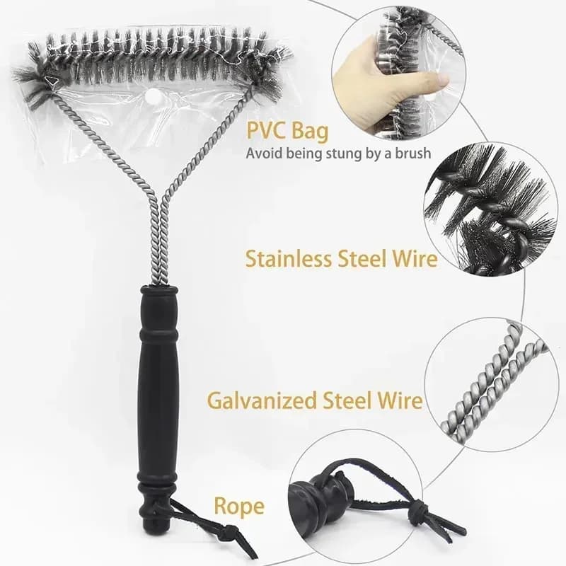 Perie din sârmă de inox pentru curățat grătarul - Accesoriu antiaderent pentru grătar