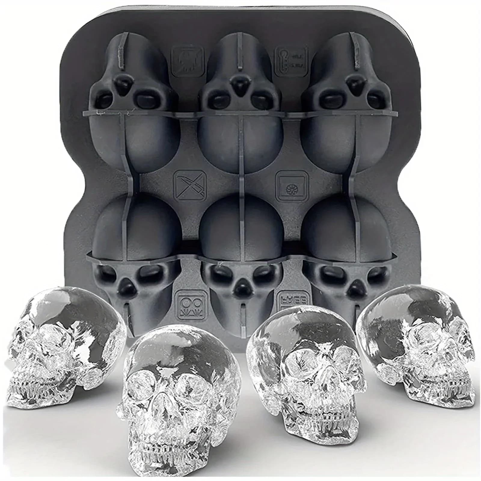Formă din silicon 3D pentru gheață craniu, fără BPA