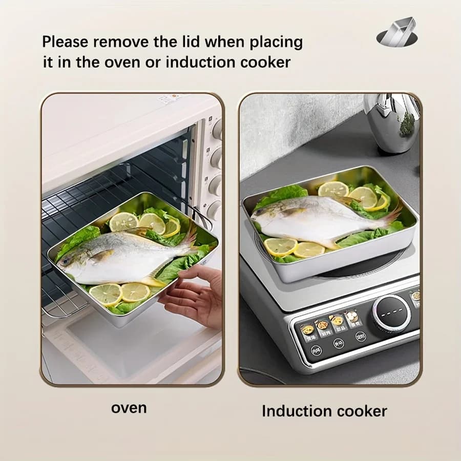 Set 3 caserole alimentare din inox, ermetice, fără BPA, pentru frigider și cămară