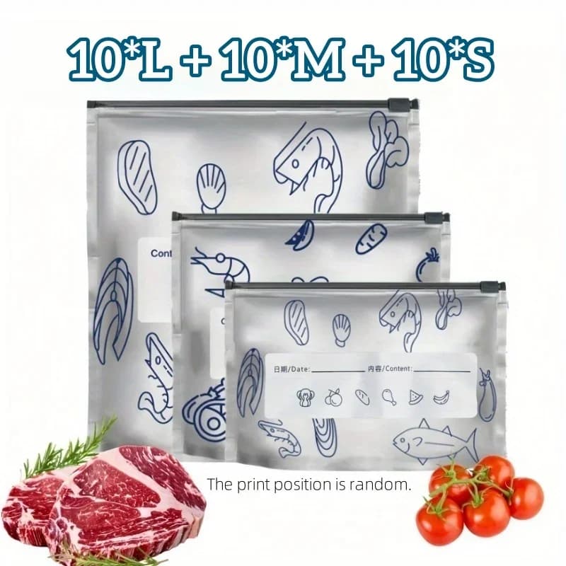 Pungi resigilabile din folie de aluminiu pentru alimente, 10/60 buc.
