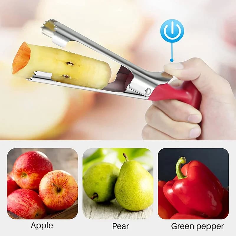 Dispozitiv din inox pentru scos cotorul la mere și pere