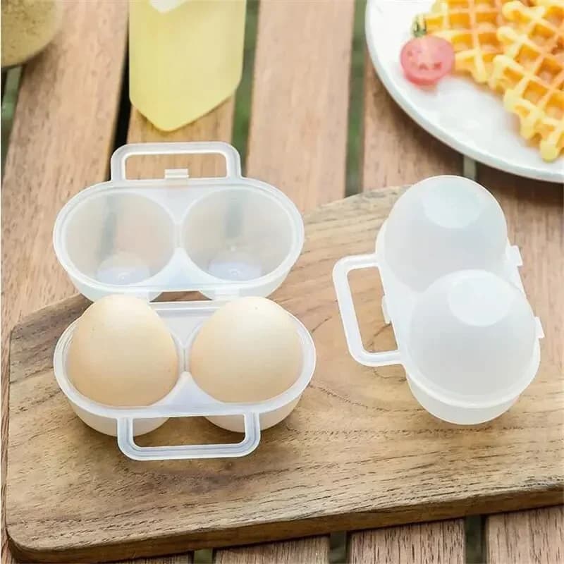 Suport portabil din plastic pentru 2 ouă, rezistent la șocuri, pentru frigider și camping