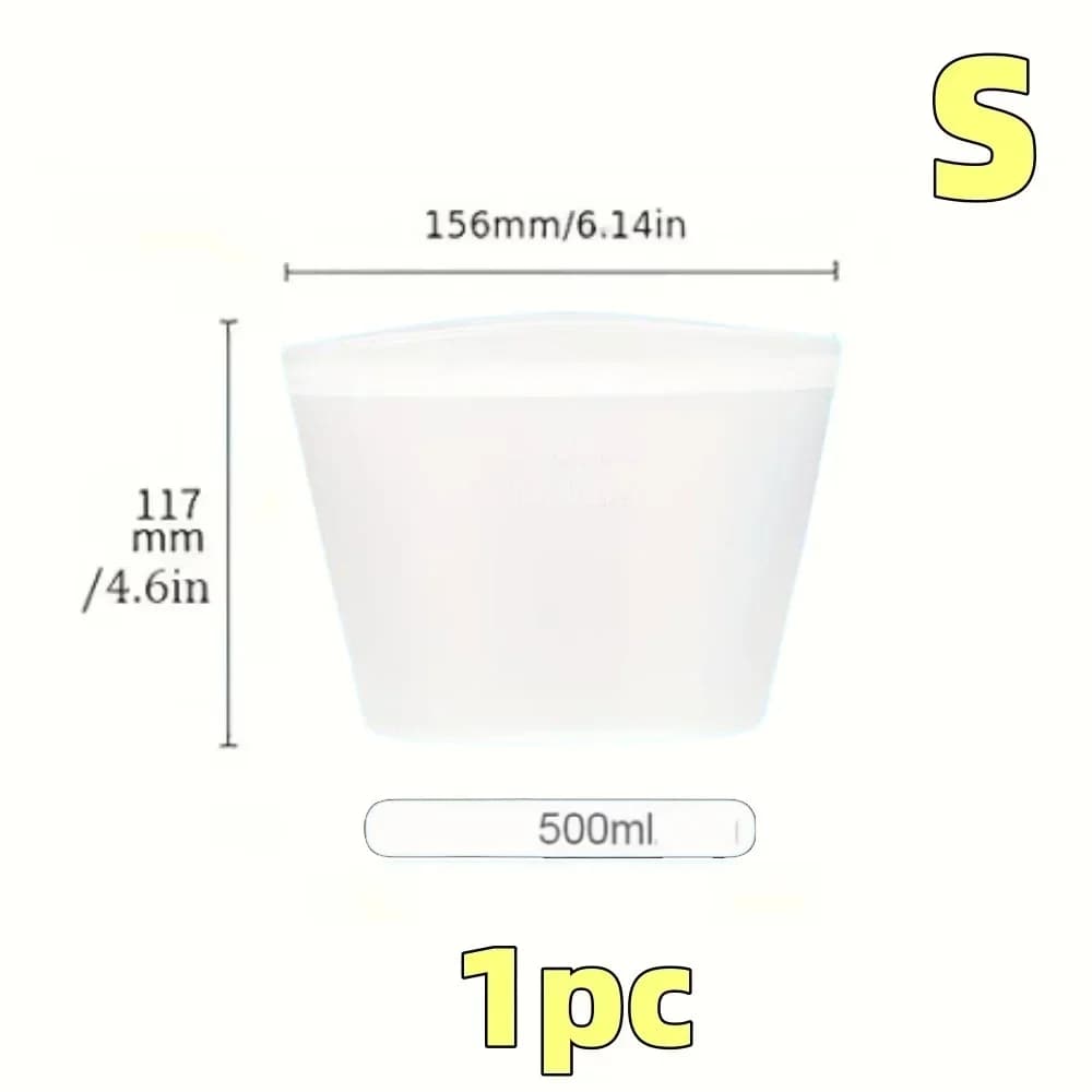 Set 1/3 pungi din silicon reutilizabile pentru alimente, pungi etanșe cu fermoar pentru frigider și congelator