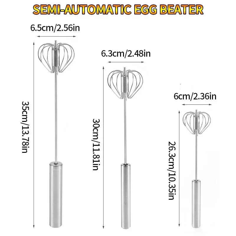 Tel semiautomat rotativ din inox, mixer manual pentru ouă și creme