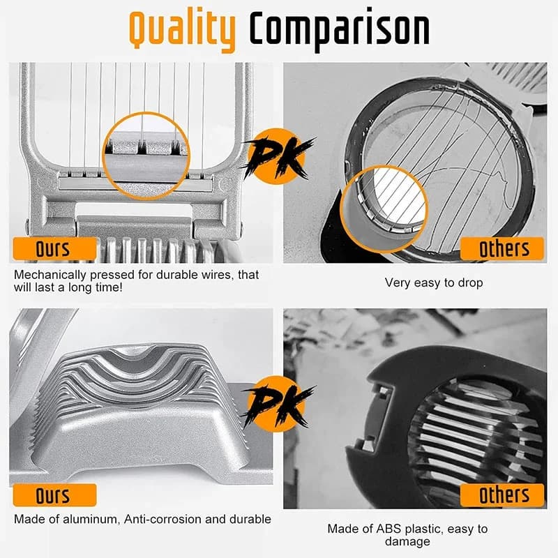 Feliator de ouă și fructe moi din aluminiu rezistent, cu fire din inox