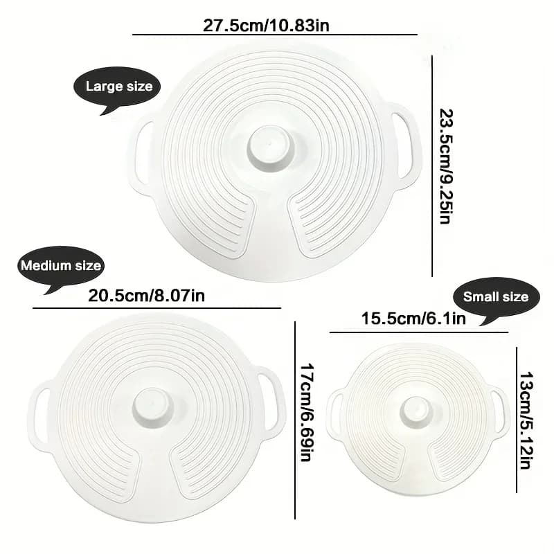 Set 3/6 capace din silicon cu mânere duble, termorezistente, anti-stropire, refolosibile