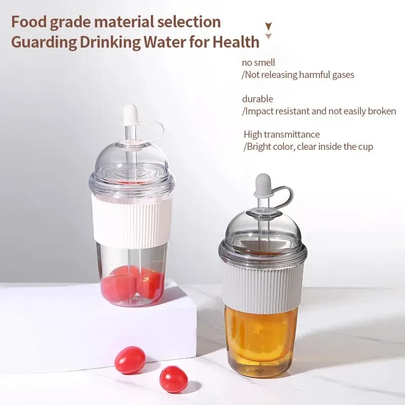 Pahar portabil cu pai rabatabil, 430 ml