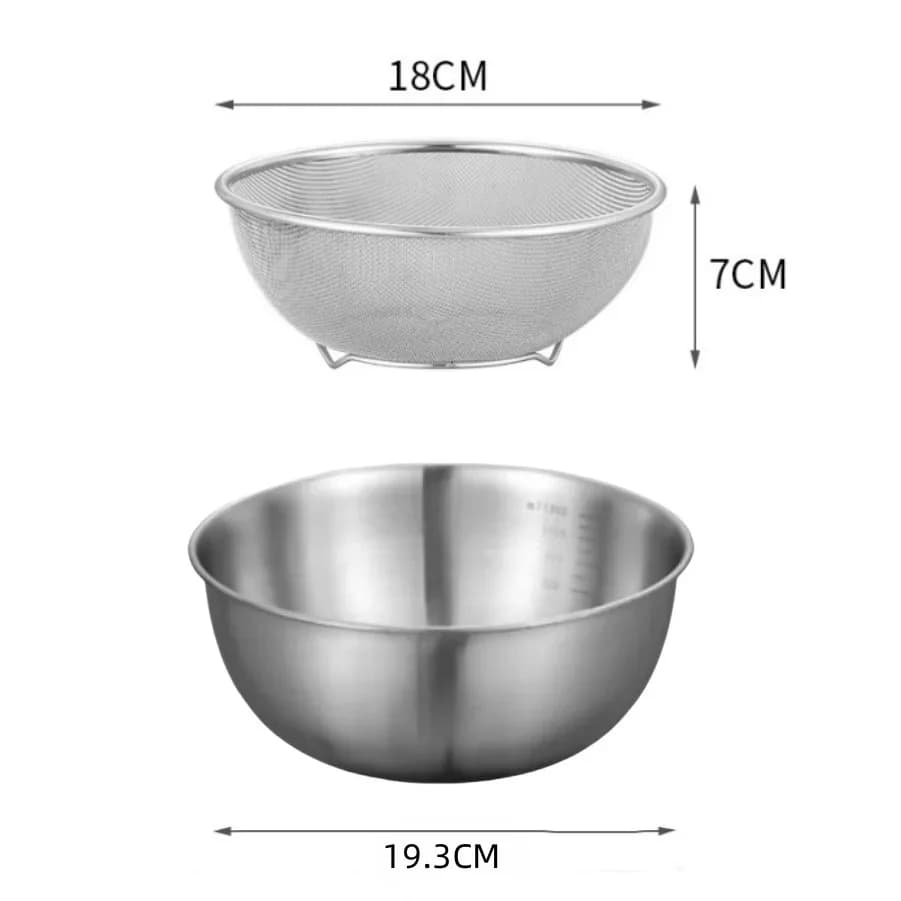 Set 1-3 boluri din inox cu gradație pentru gătit, copt și depozitare