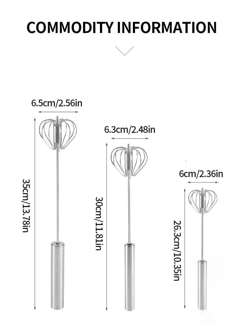 Tel semiautomat rotativ din inox, mixer manual pentru ouă și creme