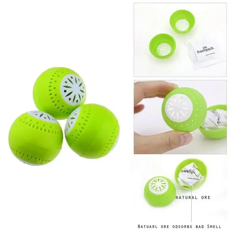Set 3 bile odorizante pentru frigider, cu cărbune activ, eliminare mirosuri