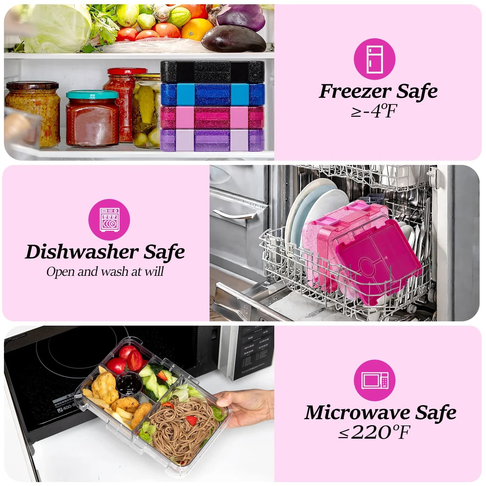 Caserolă etanșă tip Bento pentru prânz, compatibilă cu microunde, cu furculițe și linguri