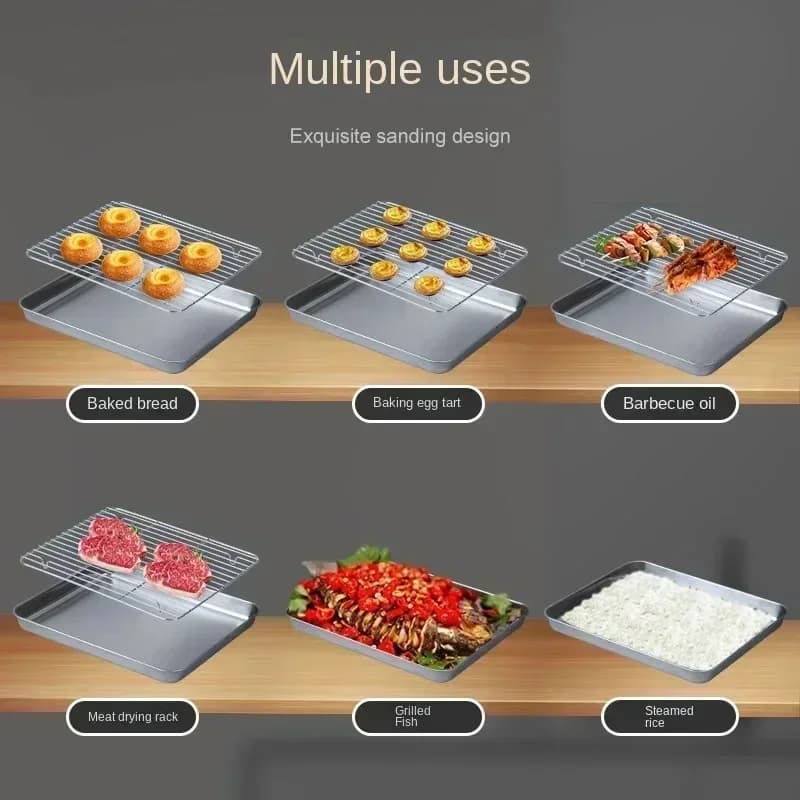 Tavă de copt din inox cu grătar pentru friptură și prăjituri