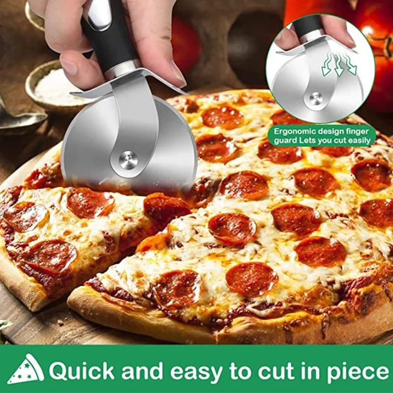 Rolă din inox pentru tăiat pizza, aluat și prăjituri