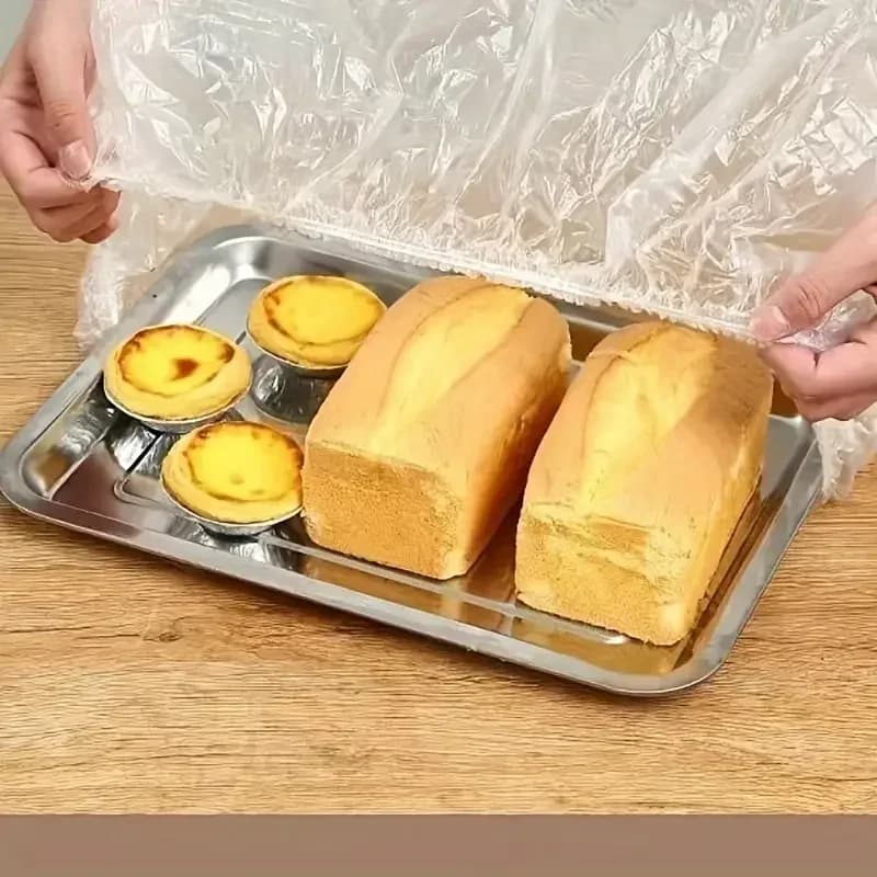 Set 50 capace elastice reutilizabile din PE pentru alimente - Capace extensibile din plastic pentru pâine, fructe, gustări