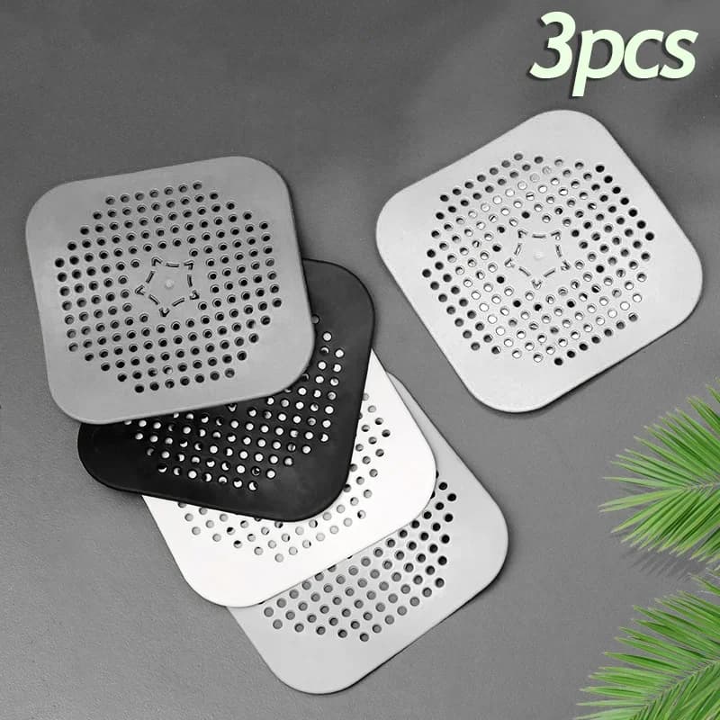 Set 3 filtre din silicon pentru scurgere chiuvetă, cadă și duș, sită anti-păr