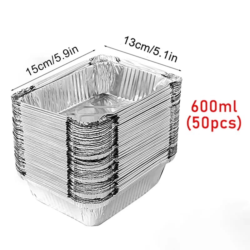 Set 50 tăvițe din folie de aluminiu de unică folosință, diverse dimensiuni