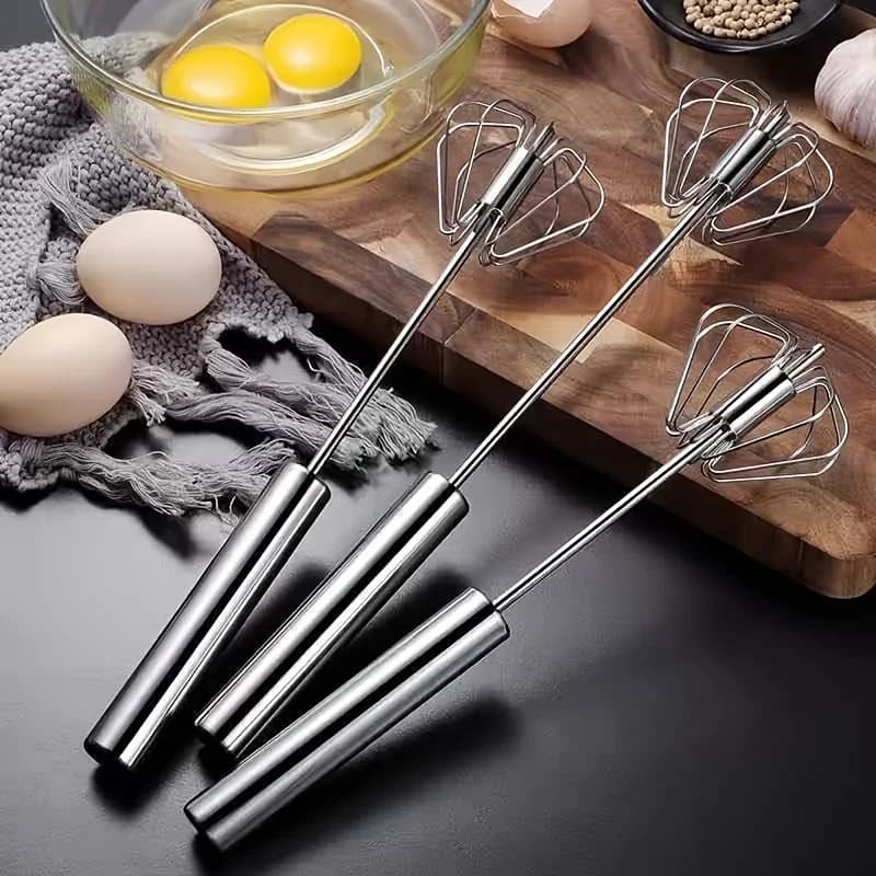 Tel semiautomat din inox pentru ouă și cremă, mixer manual de bucătărie