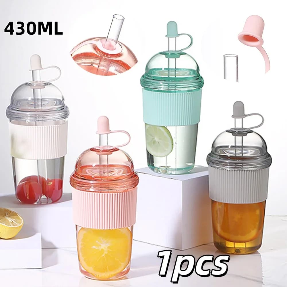 Pahar portabil cu pai rabatabil, 430 ml