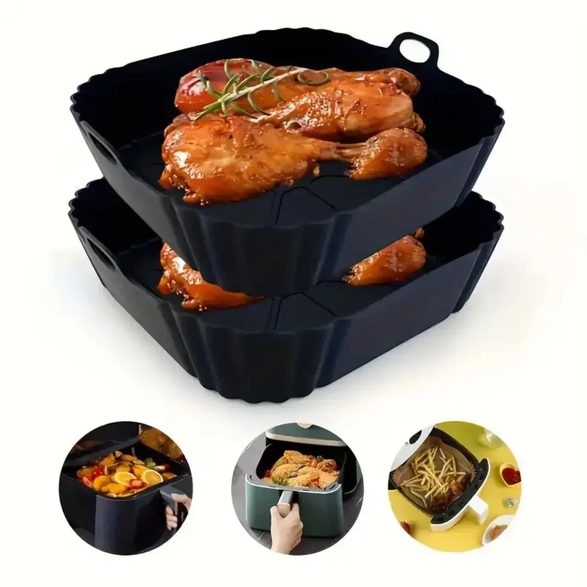 Vas din silicon reutilizabil pentru Air Fryer, antiaderent