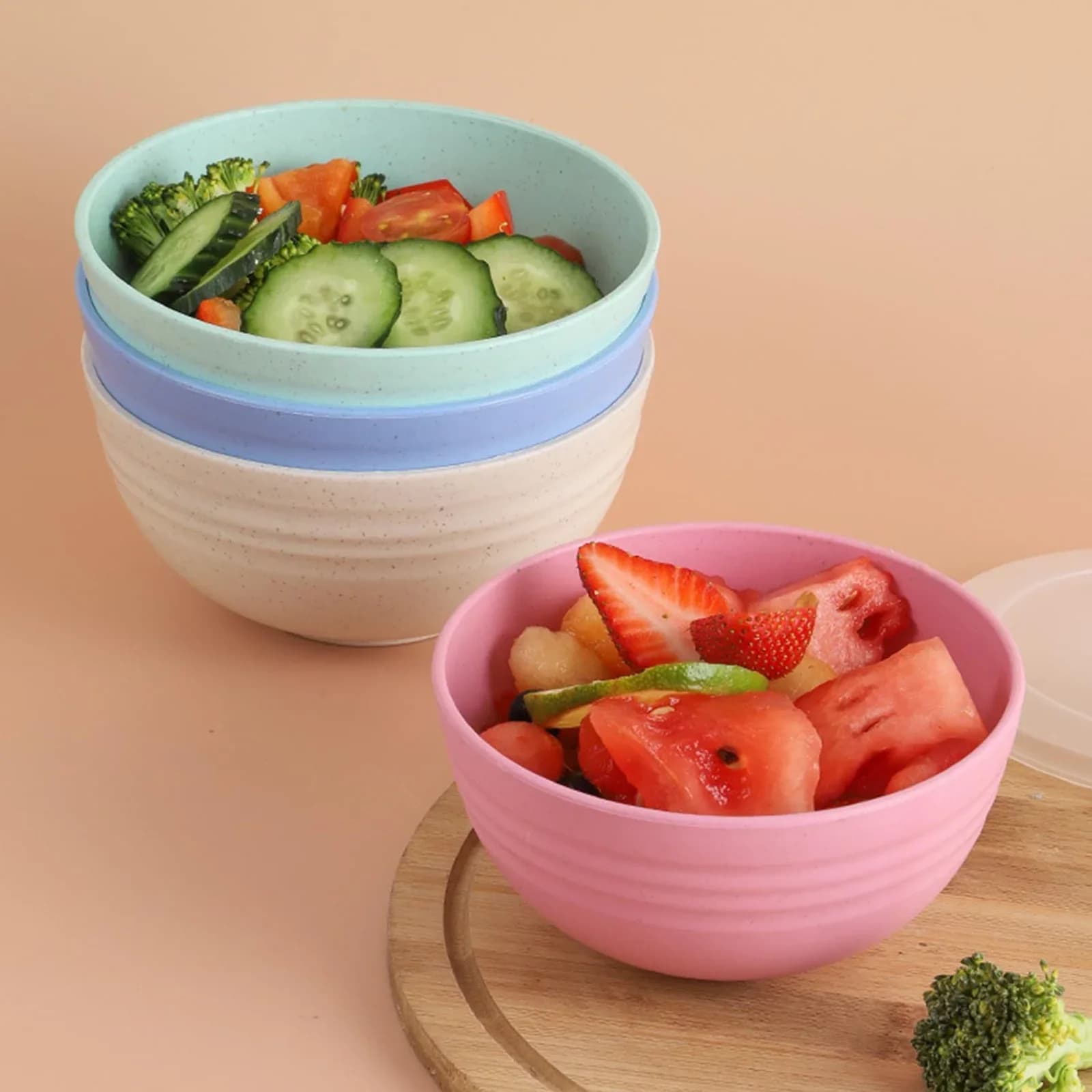 Set 4 boluri incasabile din plastic PP pentru supă, orez și cereale, 24 oz
