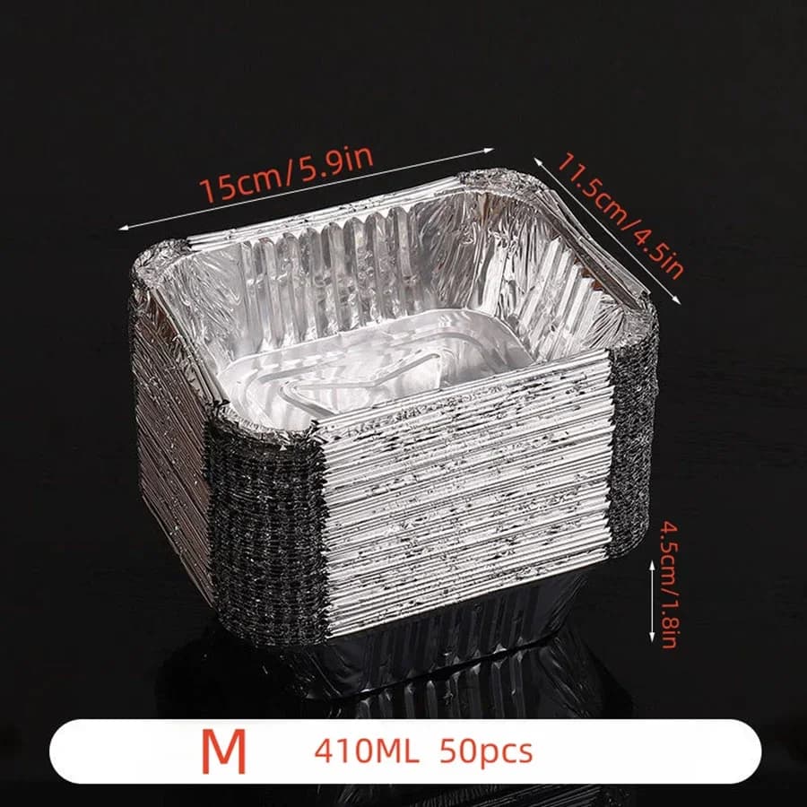 Set 50 tăvițe din folie de aluminiu de unică folosință, diverse dimensiuni
