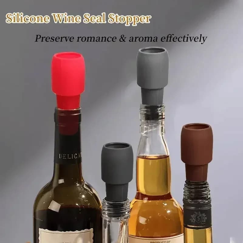 Dop universal pentru sticle de vin, din silicon moale cu dublă etanșare