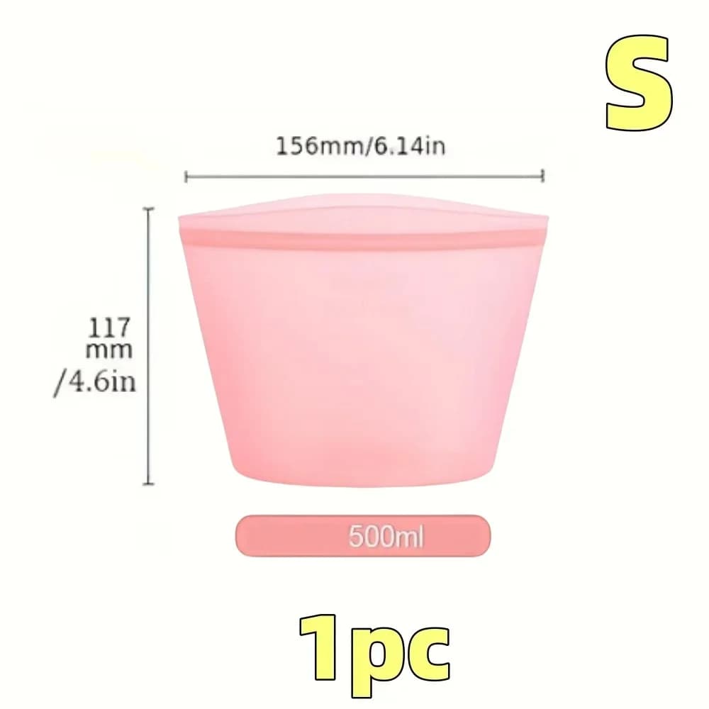 Set 1/3 pungi din silicon reutilizabile pentru alimente, pungi etanșe cu fermoar pentru frigider și congelator