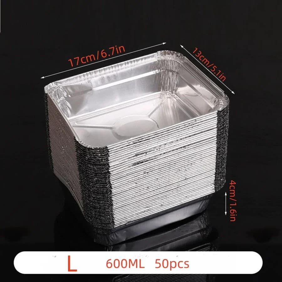Set 50 tăvițe din folie de aluminiu de unică folosință, diverse dimensiuni