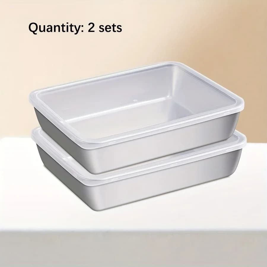 Set 3 caserole alimentare din inox, ermetice, fără BPA, pentru frigider și cămară