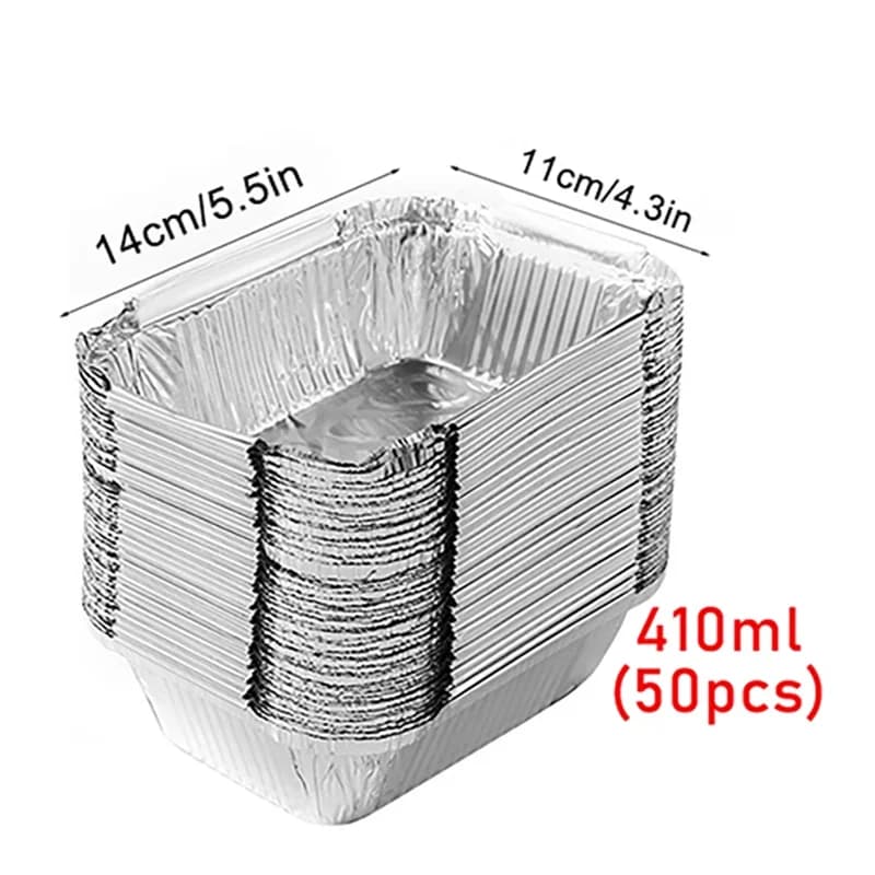 Set 50 tăvițe din folie de aluminiu de unică folosință, diverse dimensiuni
