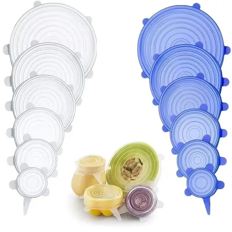 Set 6 capace extensibile din silicon pentru alimente, reutilizabile