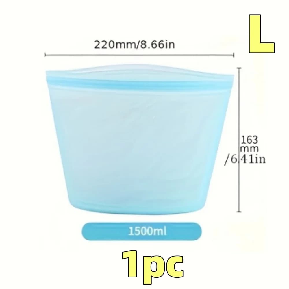 Set 1/3 pungi din silicon reutilizabile pentru alimente, pungi etanșe cu fermoar pentru frigider și congelator