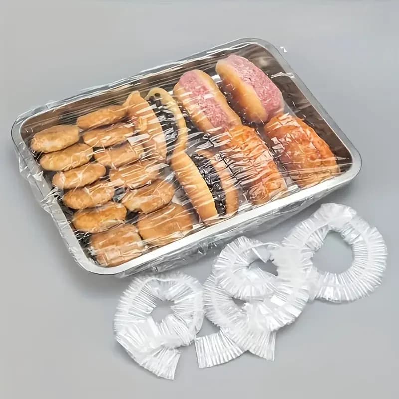 Set 50 capace elastice reutilizabile din PE pentru alimente - Capace extensibile din plastic pentru pâine, fructe, gustări
