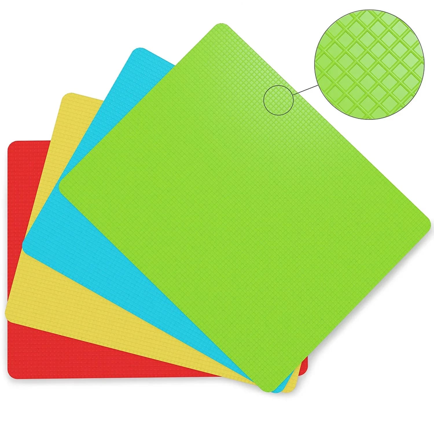 Set 4 tocătoare flexibile din plastic antiderapant cu pictograme pentru alimente